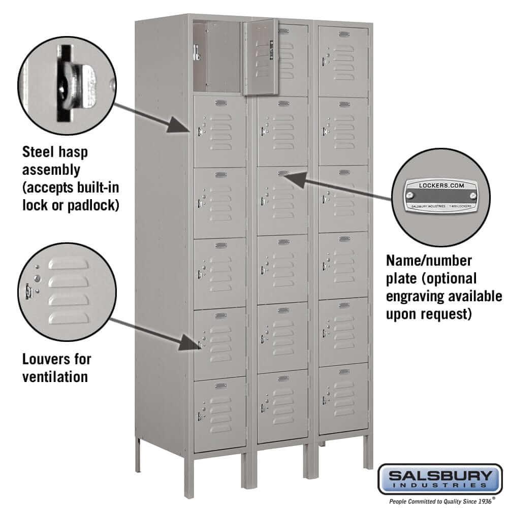 Salsbury Industries Standard Steel Locker — Box Style — 6 Tier, 3 Wide YourLockerStore